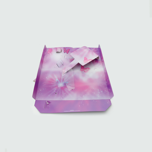 purple butterflies, empty packages series, by Naomi Pitcairn