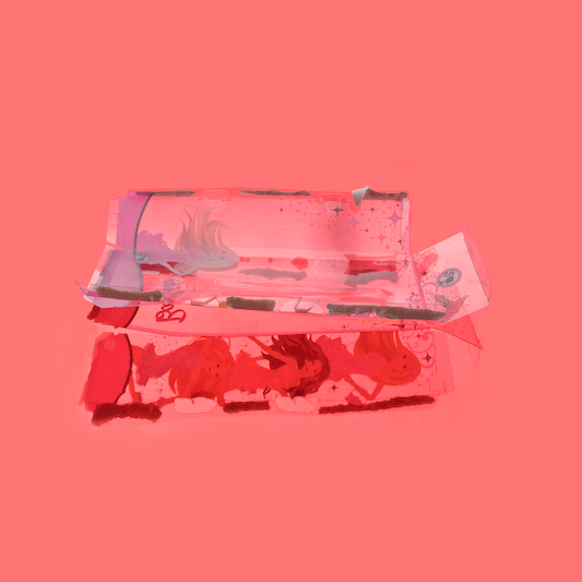 red disco barbie, empty packages series, by Naomi Pitcairn